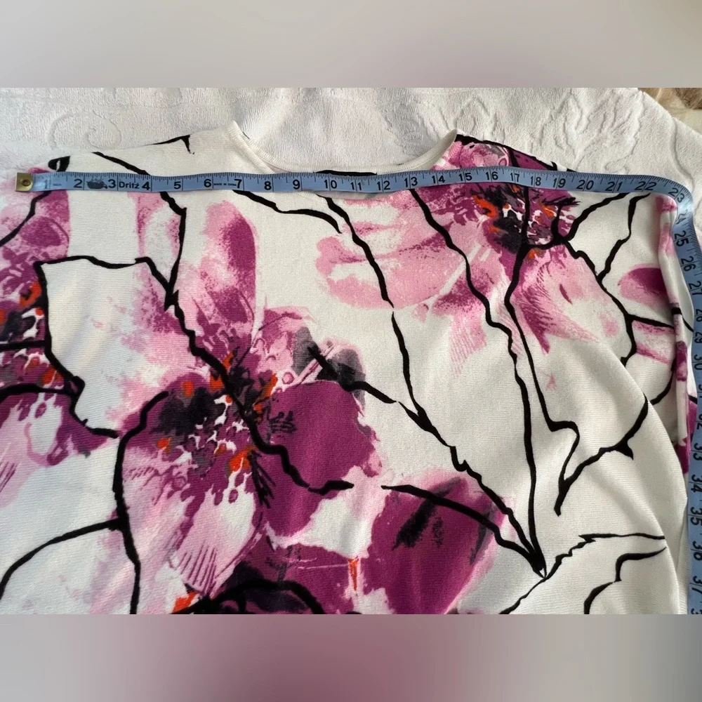 Joseph A Abstract Floral Sweater Womens Deep Purple/Pink/Black/White - Picture 10 of 13